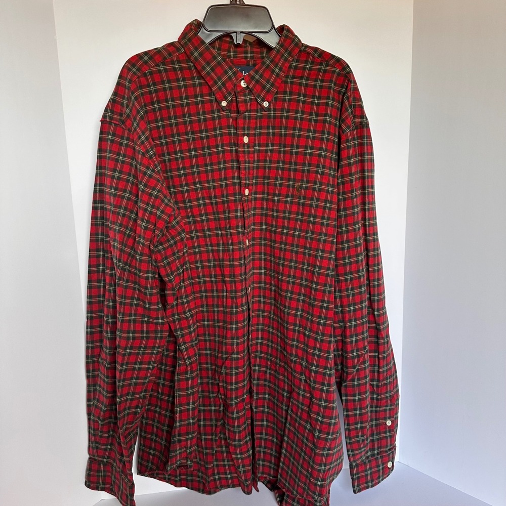 Ralph Lauren XXL Classic Fit Red Plaid Flannel Long Sleeve Button Down‎
